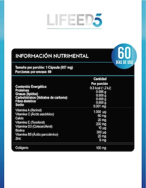 Suplemento alimenticio Lifeed5 de 60 cápsulas