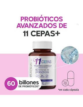 11 Cepas Megabiotic con inulina de agave, lactobacillus acidophilus de 60 cápsulas