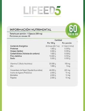 Cápsulas Lifeed5 para control de peso