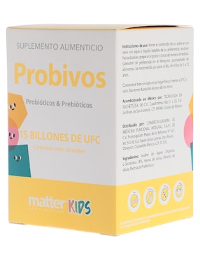 Suplemento alimenticio con probióticos y prebióticos Matter sabor natural de 30 sobres