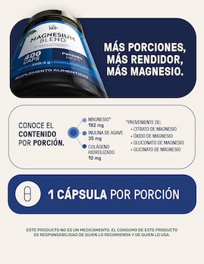 Magnesium mix 4 tipos de magnesio, citrato, glicinato, gluconato y óxido de magnesio con 400 cápsulas. life360+ de 400 cápsulas