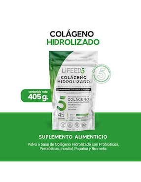 Colágeno hidrolizado, probióticos 50 billones, enzimas digestivas y prebioticos en polvo Lifeed5 Lifeed5 de 405 g