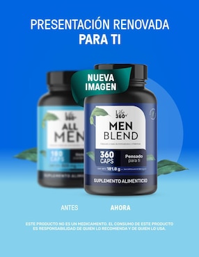All men Life360+ con creatina monohidratada, bcaa 2:1:1 (l-leucina, l-isoleucina, l-valina) y l-arginina, vitaminas de 360 cápsulas
