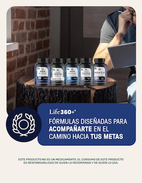 All men Life360+ con creatina monohidratada, bcaa 2:1:1 (l-leucina, l-isoleucina, l-valina) y l-arginina, vitaminas de 360 cápsulas