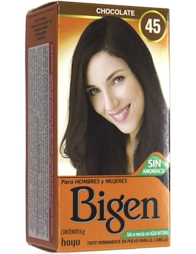 Tinte para cabello en polvo chocolate No 45 Bigen tono 2.9 castaño obscuro chocolate