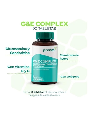 Suplemento G & E Complex Pronat Pronat con glucosamina de 90 tabletas