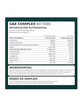 Suplemento G & E Complex Pronat Pronat con glucosamina de 60 tabletas