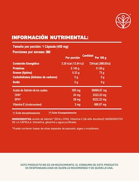 Suplemento alimenticio Life360+ con omega 3, aceite de salmón con DHA y EPA de 360 cápsulas