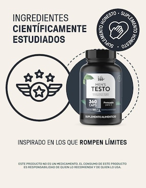2 Pack Mens Testo Suplemento para Hombre con Fenogreco, Maca, Magnesio, L- arginina y vitaminas de 360 Cápsulas Life360+ de 2 pzas