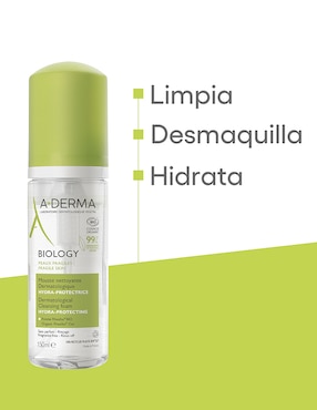 Limpiador facial espuma limpiadora hidratante y desmaquillante Aderma Biology para hidratar