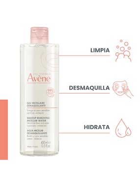 Limpiador facial Agua micelar desmaquillante, limpieza y cuidado para rostro, 400 ml Avène para purificar