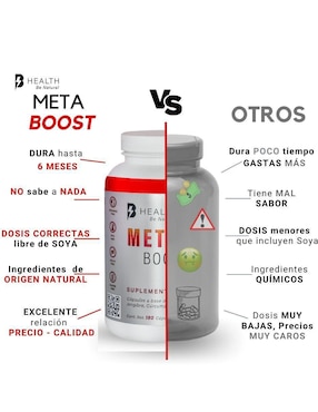 Meta Boost B Health Be Natural con vinagre de manzana, jengibre, cúrcuma, canela y cromo de 1 pieza