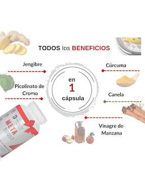 Meta Boost B Health Be Natural con vinagre de manzana, jengibre, cúrcuma, canela y cromo de 1 pieza