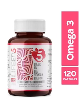 Omega 3, EPA, DHA + Vitamina E y Colágeno Lifeed5 de 120 cápsulas