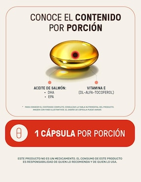 Suplemento alimenticio con omega 3, aceite de salmón con DHA y EPA de 180 cápsulas Life360+