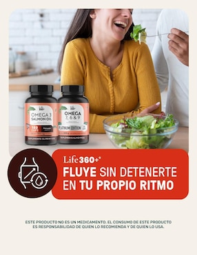 Suplemento alimenticio con omega 3, aceite de salmón con DHA y EPA de 180 cápsulas Life360+