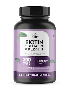 Suplementos alimenticios biotina keratina colágeno hidrolizado life360+