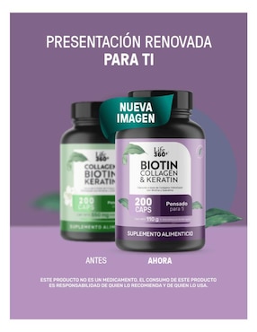 Suplementos alimenticios biotina keratina colágeno hidrolizado life360+