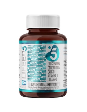Glucosamina, Condroitina, Colágeno Hidrolizado, Calcio y Vitamina, Suplemento para Articulaciones, Huesos y Músculos 120 Cápsulas Lifeed5