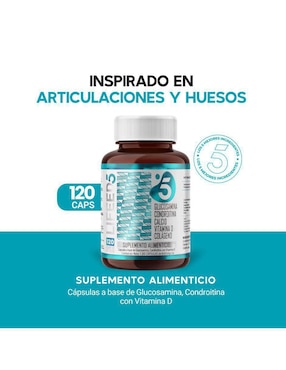 Glucosamina, Condroitina, Colágeno Hidrolizado, Calcio y Vitamina, Suplemento para Articulaciones, Huesos y Músculos 120 Cápsulas Lifeed5