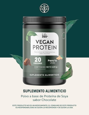 Proteína Vegana de Soya | Scoop Dosificador incluído | Life 360+ Life360+ sabor chocolate