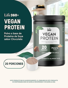 Proteína Vegana de Soya | Scoop Dosificador incluído | Life 360+ Life360+ sabor chocolate