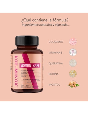Cápsulas para Crecimiento de Cabello NOT-MINOX: Biotina + Colágeno + Vitamina E + Queratina + Inositol Not Minox