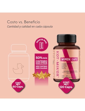 Cápsulas para Crecimiento de Cabello NOT-MINOX: Biotina + Colágeno + Vitamina E + Queratina + Inositol Not Minox