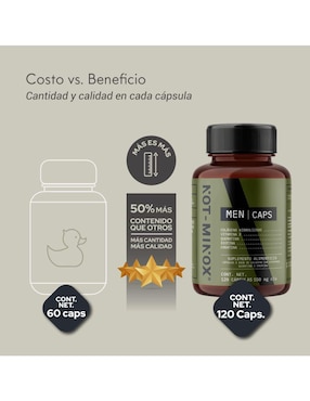 Cápsulas para Crecimiento de Cabello, Barba y Bigote NOT-MINOX Not Minox con colágeno, vitamina e, queratina, biotina y creatina