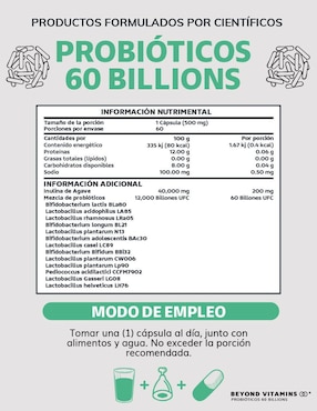 Probiótico Beyond Vitamins Beyond Vitamins de 60 cápsulas