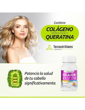 Colagein Gold Q10 Tecnutritions con colágeno, vitamina e, queratina, e inositol de 60 tabletas