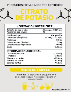 Citrato de Potasio Beyond Vitamins de 180 cápsulas