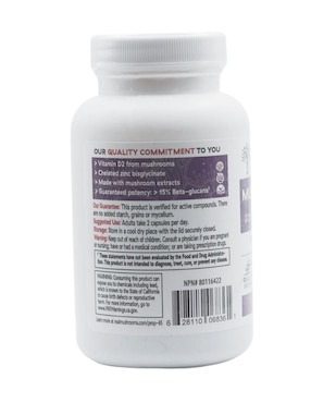 Mushroom D2z Real Mushrooms con zinc sabor natural de 120 cápsulas