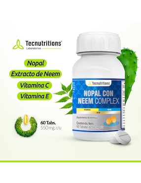 Nopal con Neem Complex Tecnutritions con nopal, wereke, neem de 60 tabletas