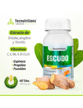 Escudo Tecnutritions con multivitamínico, vitamina d 23 y minerales de 60 tabletas