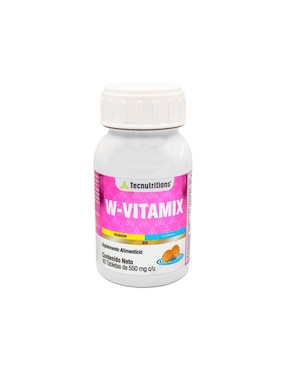 Suplemento Alimenticio W-Vitamix Tecnutritions Con Biotina Y Colágeno No Saborizado 60 Tabletas