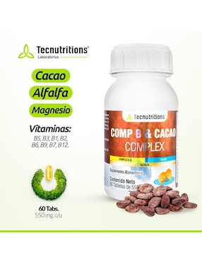 Comp B y Cacao Complex Tecnutritions de 60 tabletas