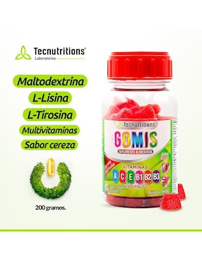 Fortigomis Tecnutritions con multivitamínico, vitamina d 23 y minerales sabor cereza de 200 g