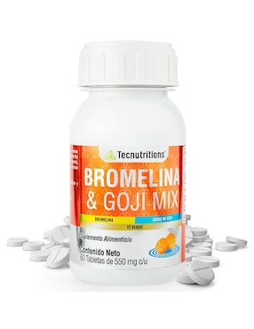 Suplemento Alimenticio Bromelina Y Goji Mix Tecnutritions Con Vinagre De Manzana No Saborizado 60 Tabletas