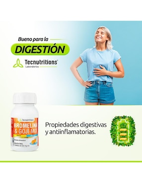 Bromelina y Goji Mix Tecnutritions con vinagre de manzana de 60 tabletas