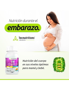 9M Complex Tecnutritions con ácido folico, semilla de uva, keratina , vitamina d3, hierro, dióxido de silicio de 60 tabletas