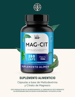 Mag-Cit Citrato y Estereato de Magnesio, Life 360+ Life360+ con citrato de magnesio