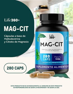 Mag-Cit Citrato y Estereato de Magnesio, Life 360+ Life360+ con citrato de magnesio