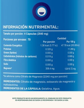 Mag-Cit Citrato y Estereato de Magnesio, Life 360+ Life360+ con citrato de magnesio