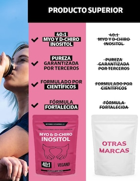 Suplemento Alimenticio Beyond Vitamins Myo y D-Chiro Inositol Zinc, Acido Folico, Inulina de Agave, Vitamina D3 y Selenio 150 g Beyond Vitamins con inositol sabor natural de 150 g