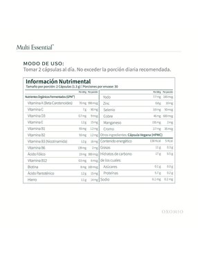 Multi Essential de OXOMIO Oxomio con multivitamínico y antioxidante de 60 cápsulas