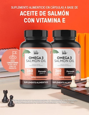 2 pack vitamina e + aceite de salmón (omega 3, dha y epa) Life360+ con omega 3, dha, epa y vitamina e de 162 g