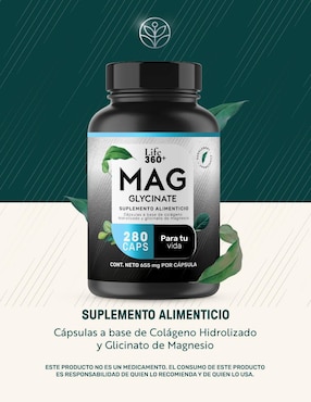 Mag Glycinate: Glicinato de Magnesio, Estearato de Magnesio y Colágeno Hidrolizado Life 360+ Life360+