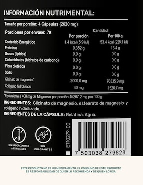 Mag Glycinate: Glicinato de Magnesio, Estearato de Magnesio y Colágeno Hidrolizado Life 360+ Life360+