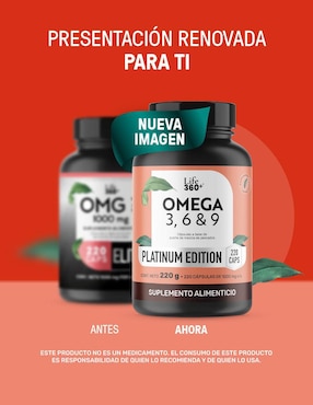 Omg 3: omega 3 con mix de aceites + epa + dha + omega 6 + omega 9 Life360+ con aceite de salmón, aceite de anchoa y aceite de mackerel de 220 cápsulas